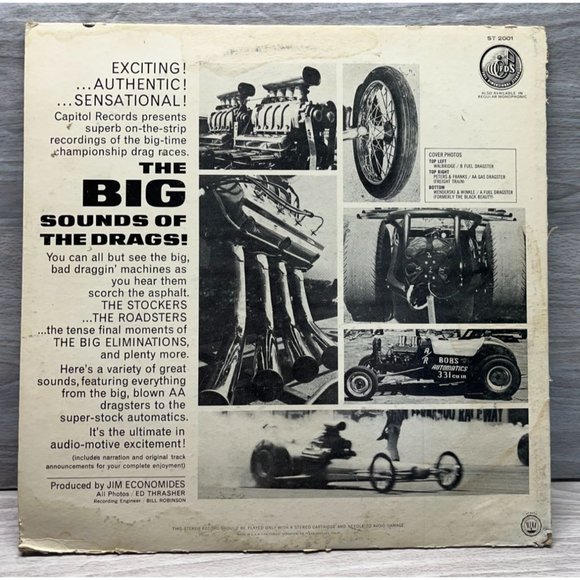 The Big Sounds of Drags LP Capitol ST 2001 Racing Sound Effects Vinyl Record - Picture 5 of 8